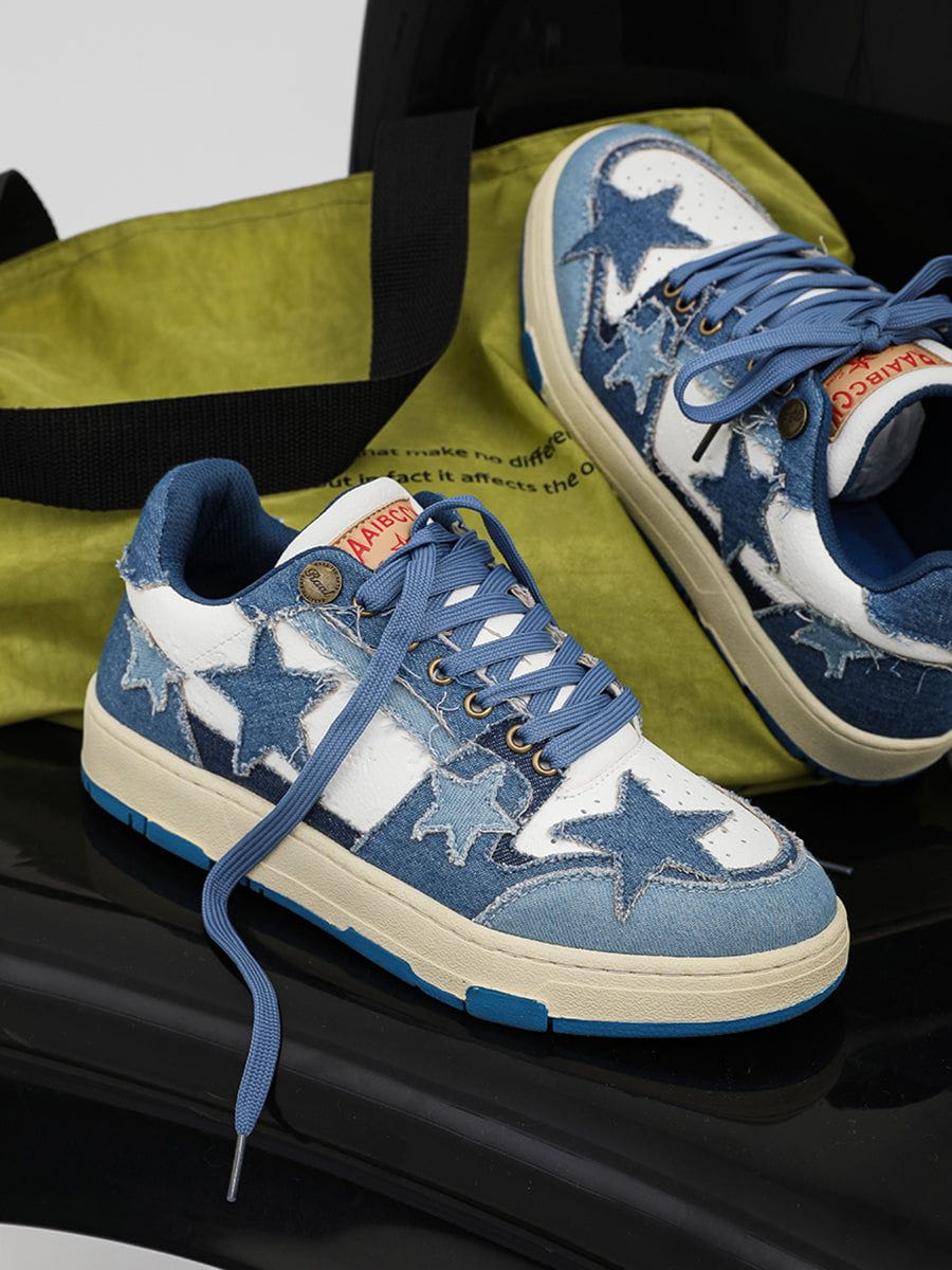 Sneakerland - Stars Casual All-Match Denim Skate Shoes