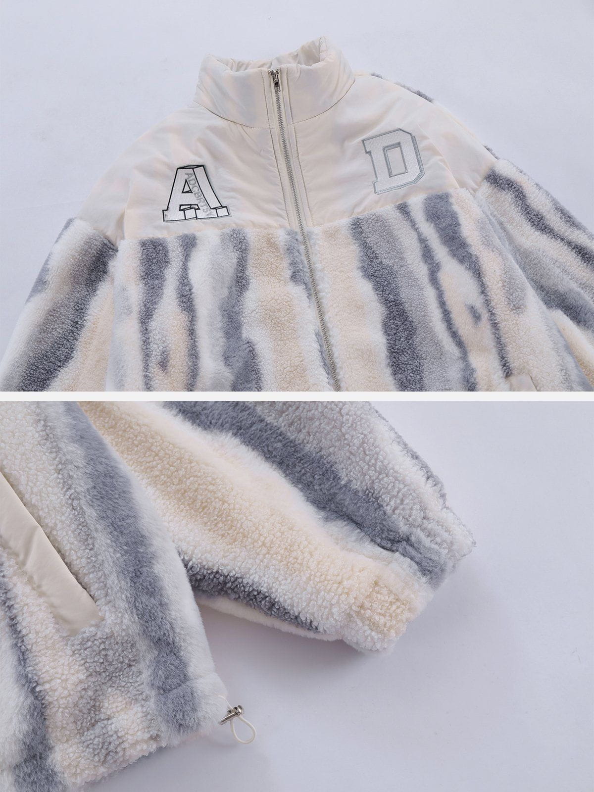 Sneakerland™ - Tie-dye Striped Patchwork Sherpa Coat