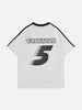 Sneakerland™ - V-neck Stitching Number 5 Printed Tee