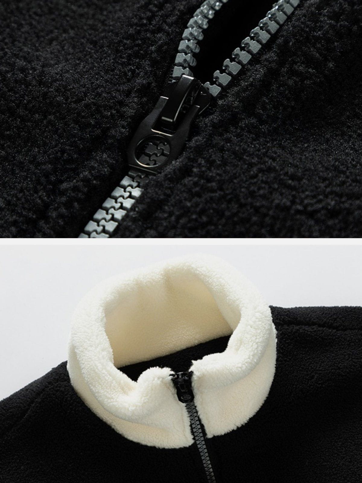 Sneakerland™ - V-panel Contrast Color Sherpa Coat
