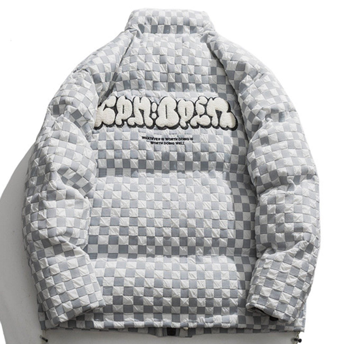 Sneakerland™ - Vintage Checkerboard Plaid Embroidery Puffer Jacket