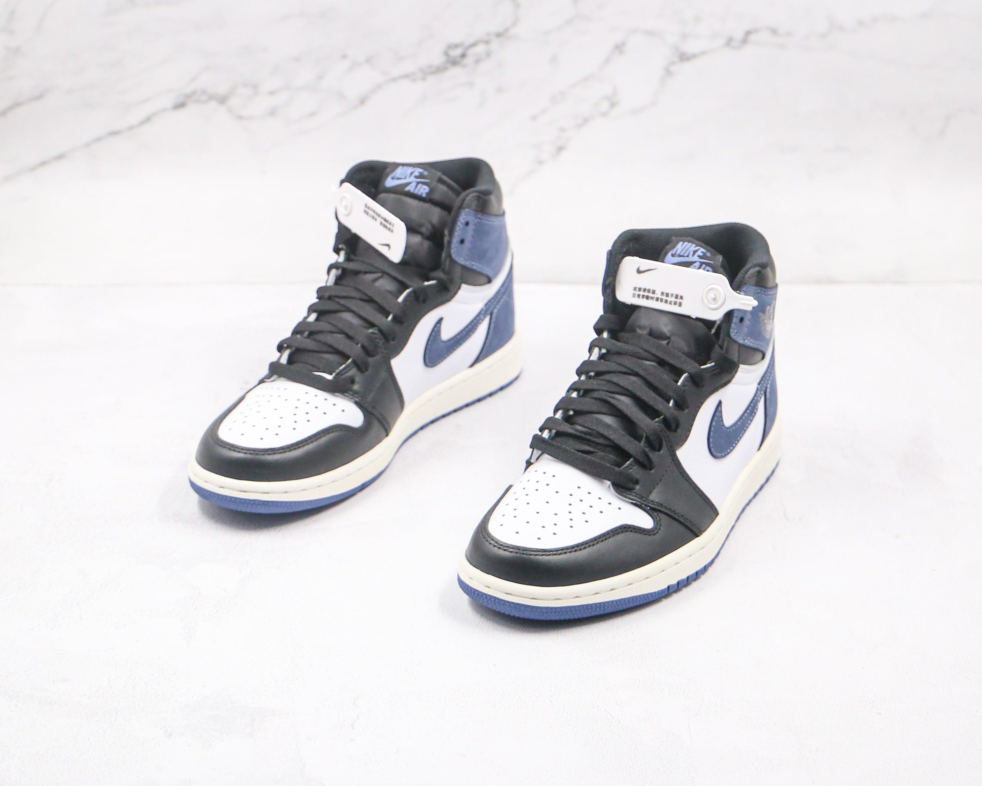 Custom BLUE BLACK Jordan 1 High Q ( Customs And Box ), Jordan 1 Sneakers Active sneakeronline