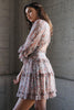 Load image into Gallery viewer, Printed Ruffle Long Balloon Sleeved Empire Waist Mini Dress