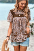 Lace Floral Round Neck Ruffle Loose Fit Top