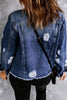 Load image into Gallery viewer, Mixed Print Distressed Button Front Denim Jacket - sneakerlandnet