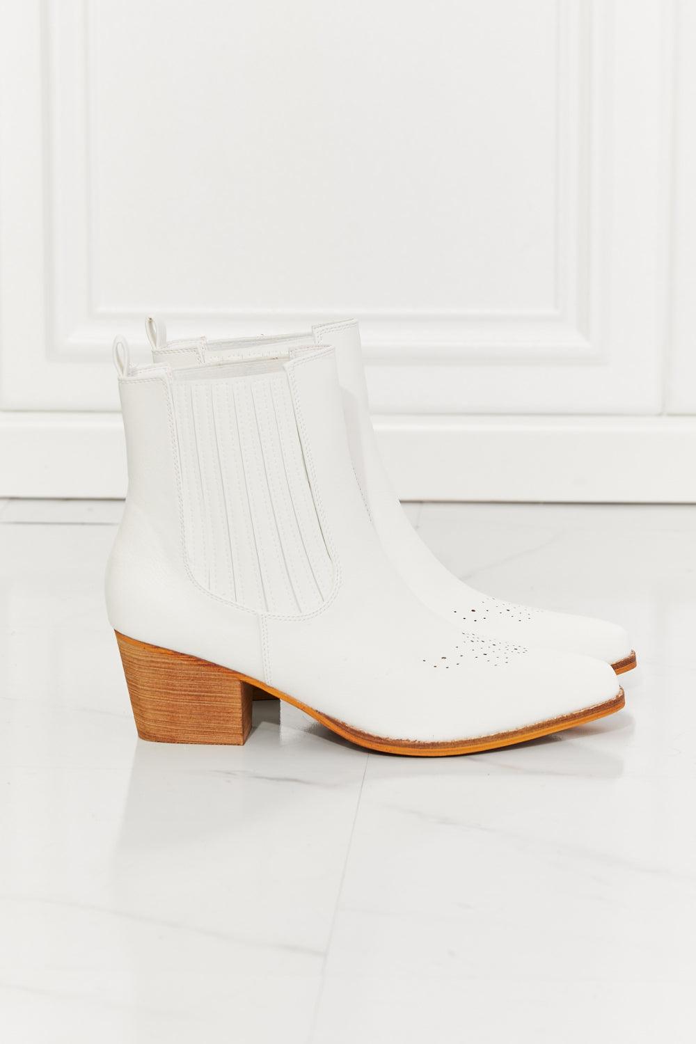 MMShoes Love the Journey Stacked Heel Chelsea Boot in White - sneakerlandnet