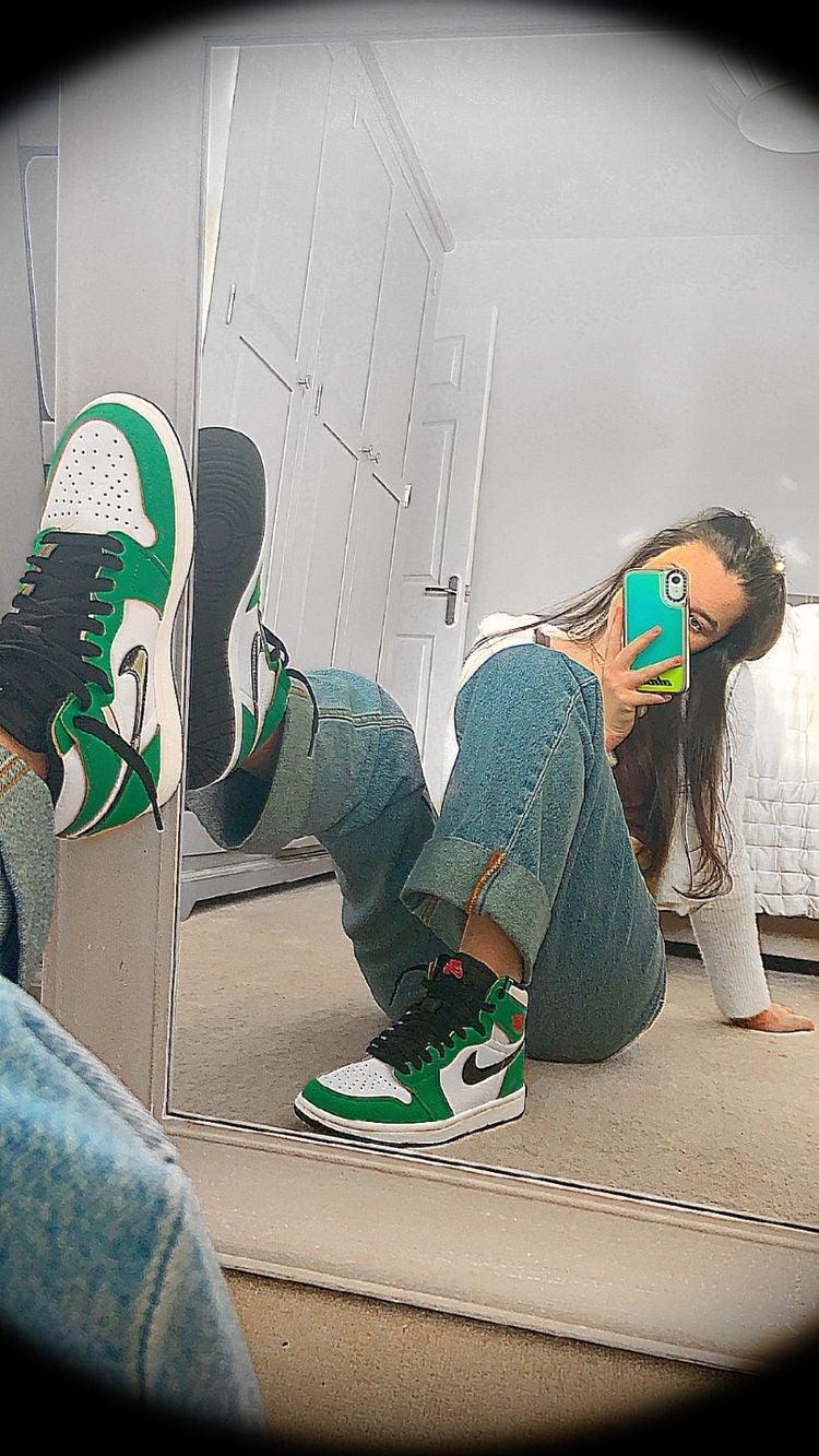 Custom GREEN Jordan 1 High Q ( Customs And Box ), Jordan 1 Sneakers Active sneakeronline