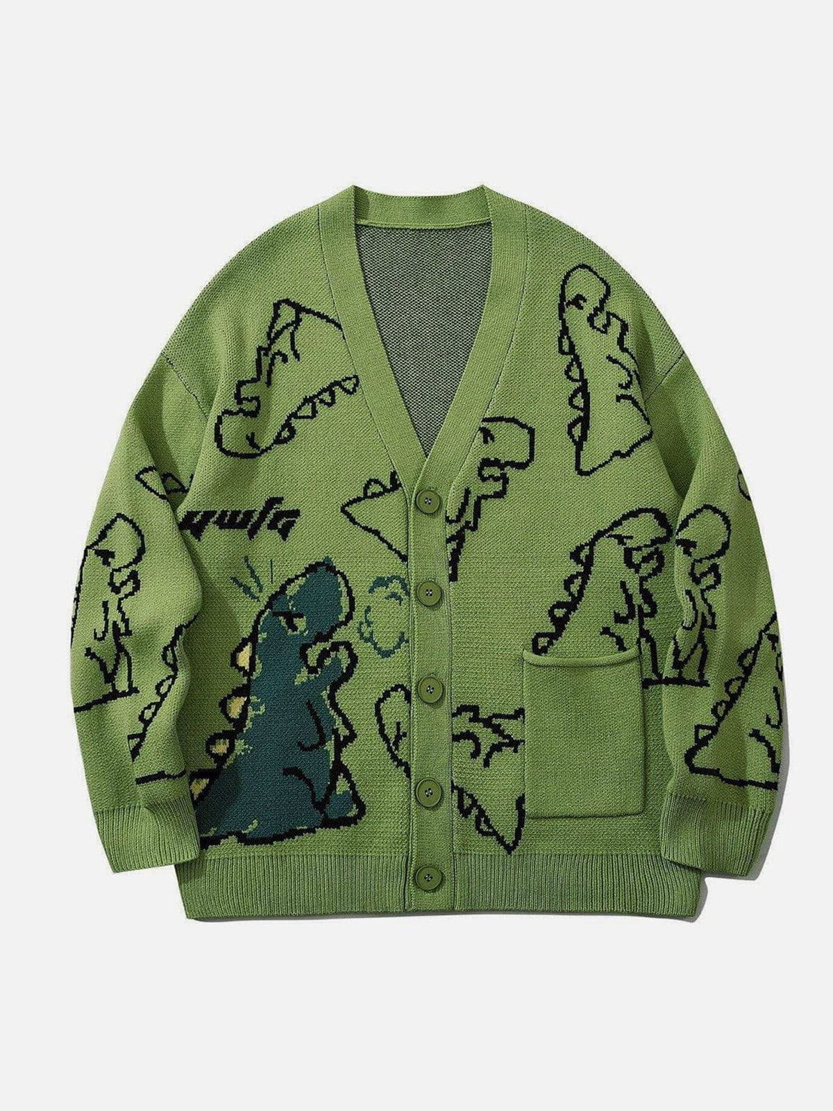 Sneakerland® - Dinosaur Cartoon Pattern Knit Cardigan
