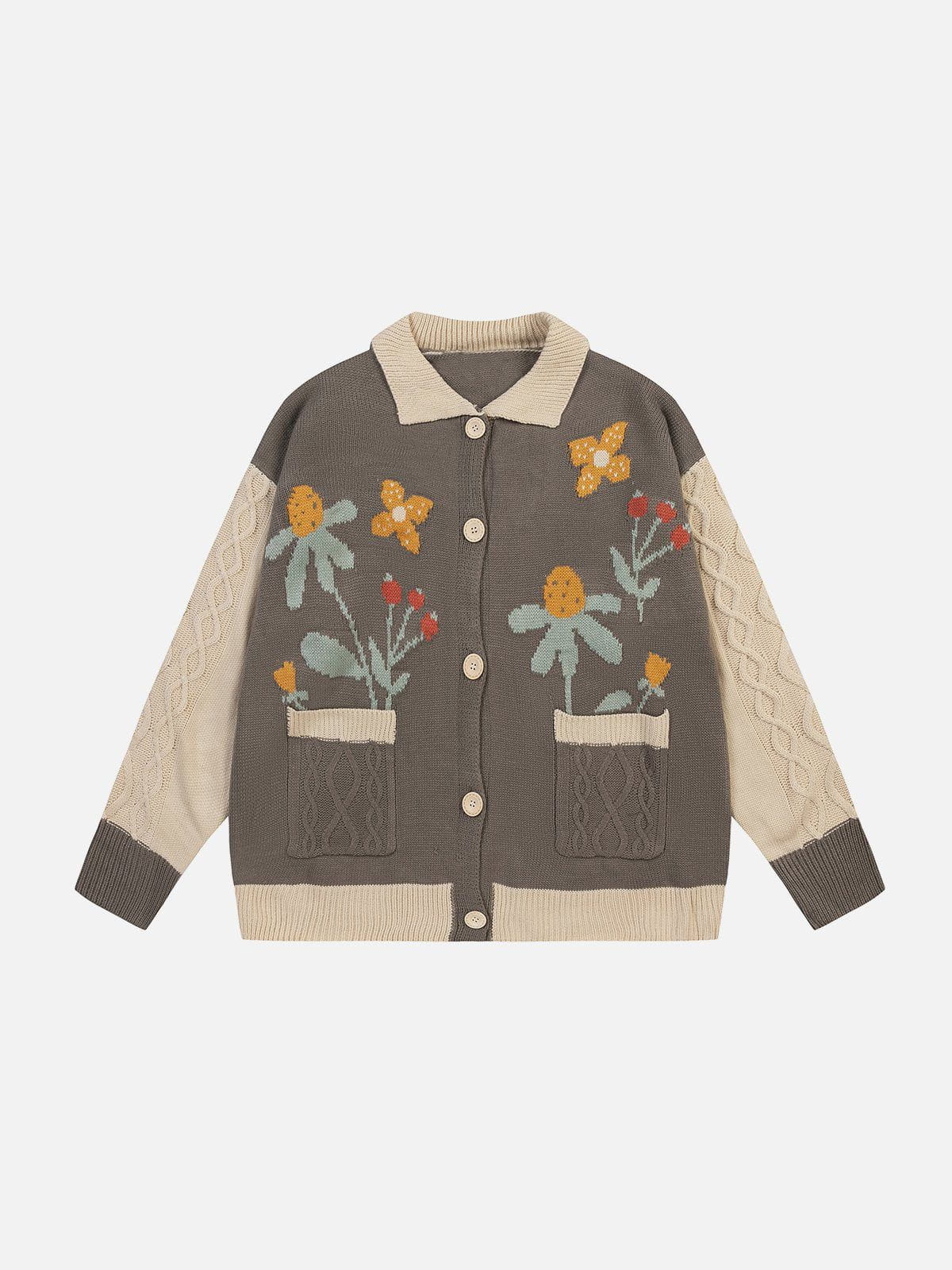 Sneakerland® - Flowers Knit Polo Cardigan