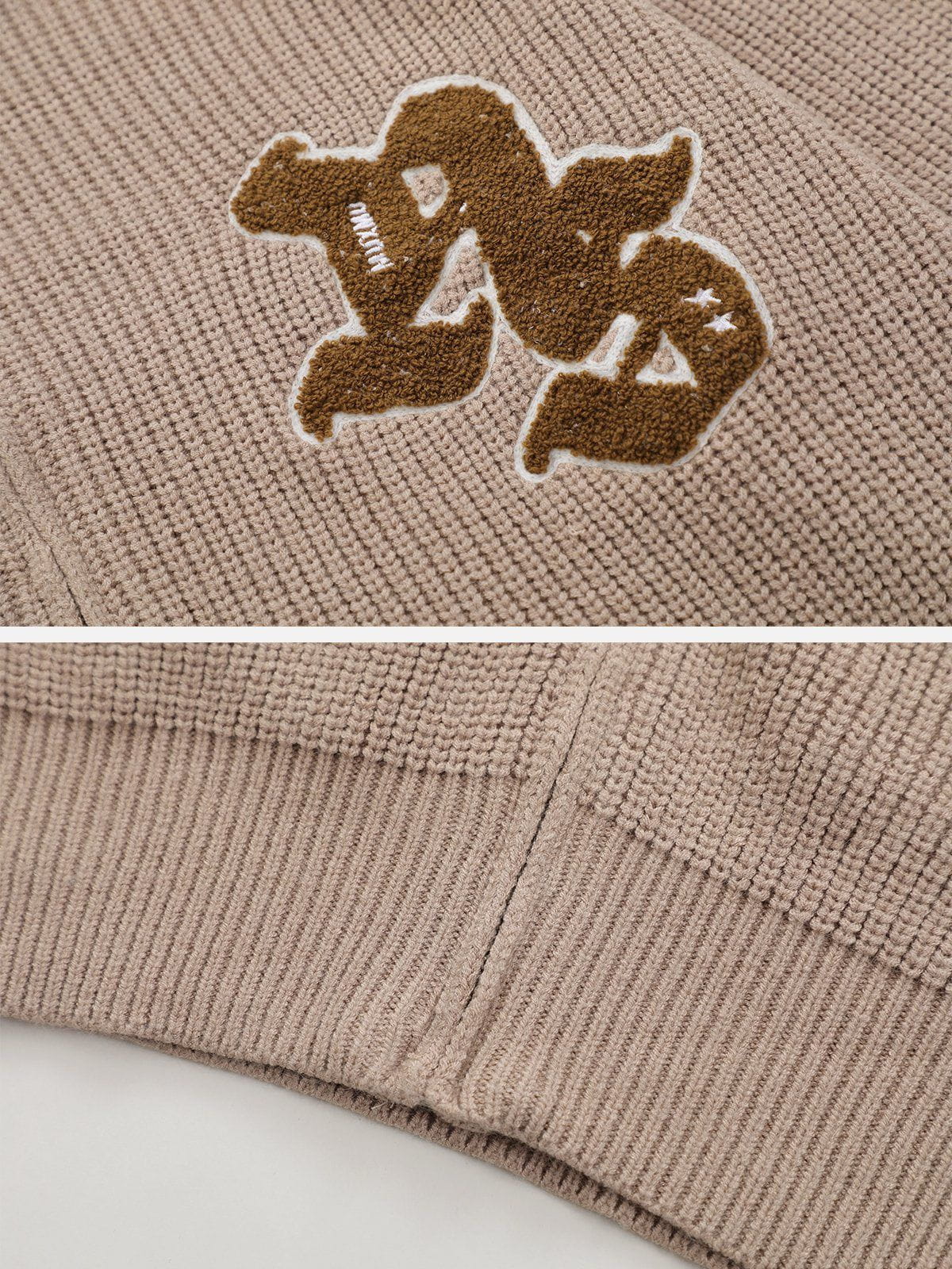 Sneakerland® - Gothic Alphabet Embroidery Cardigan