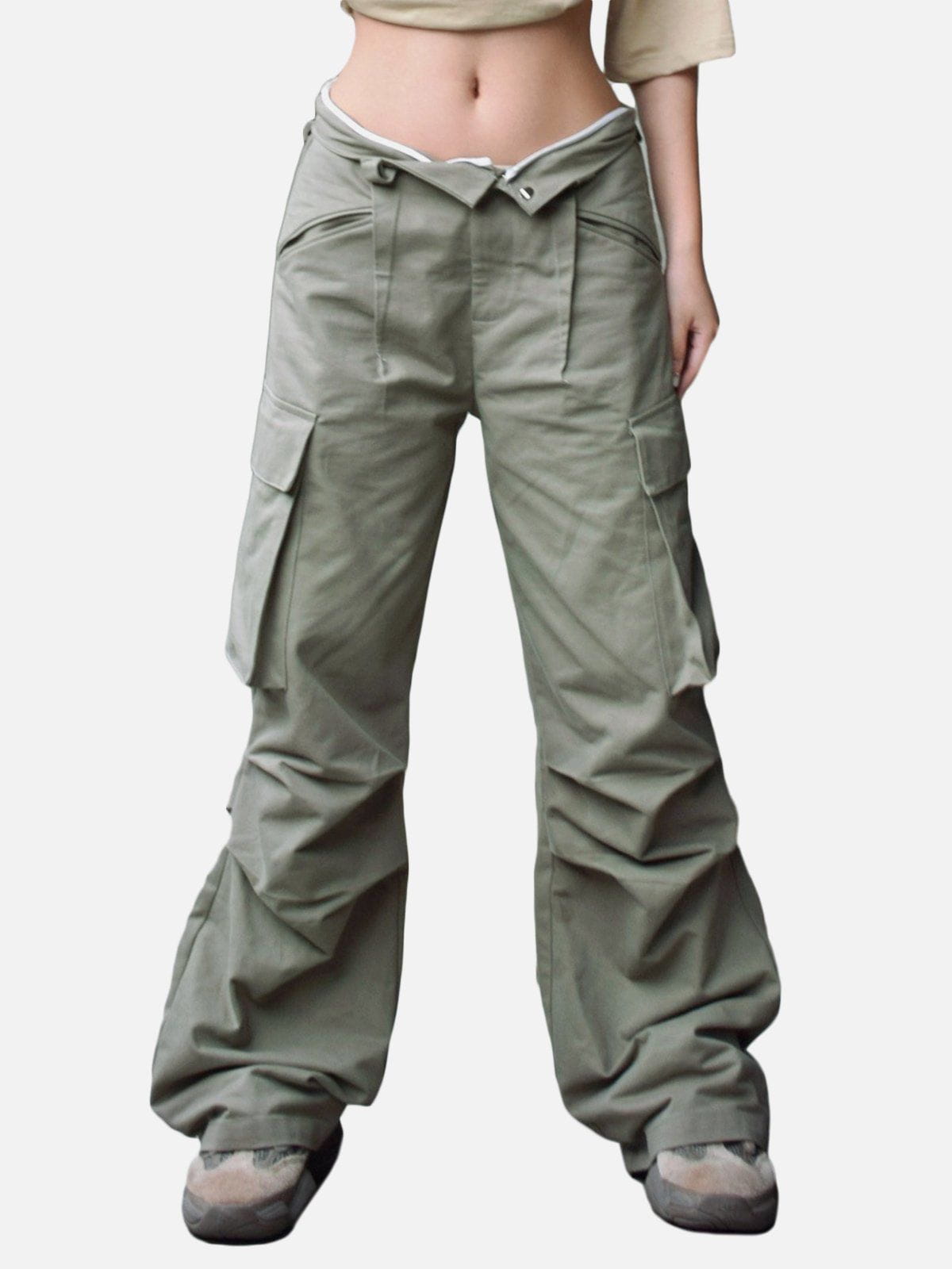 Sneakerland® - Solid Large Pocket Cargo Pants